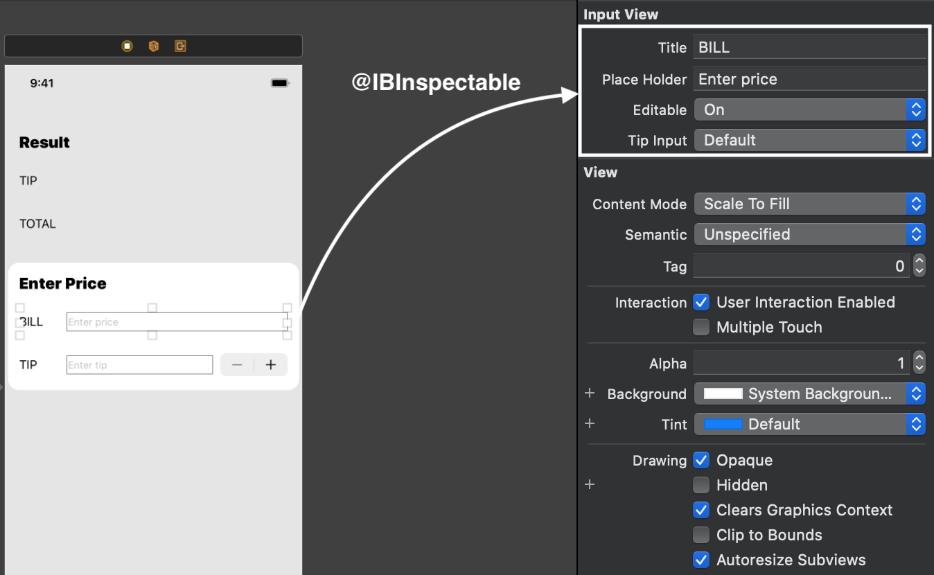 We added the four @IBInspectable, and you can set the values on the Storyboard. When you set the value, then It will reflect the value and rendering again.